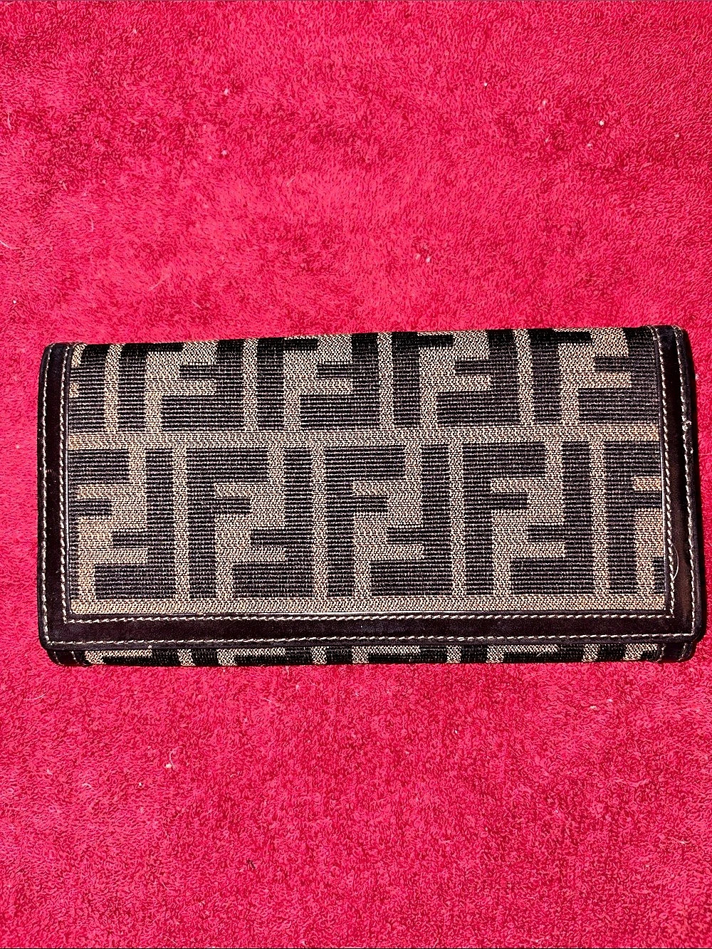 EUC Fendi Zucca Print Long Wallet Brown & Black